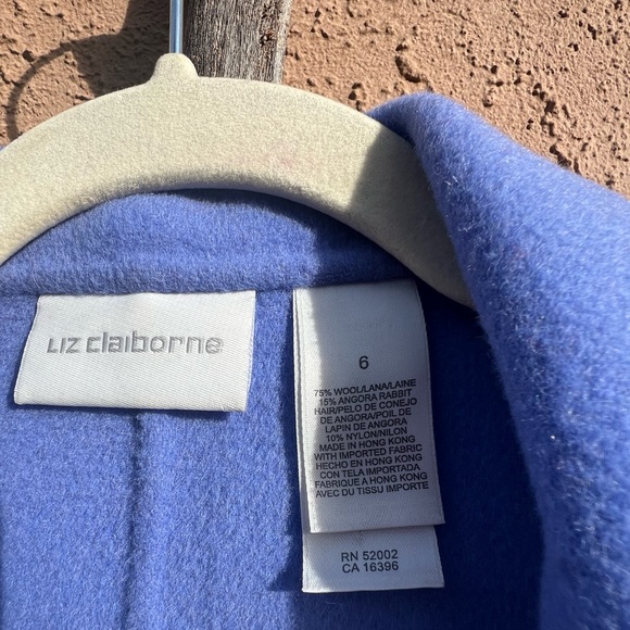 Cornflower Blue Wool Angora Rabbit Open Jacket Blazer Liz Claiborne Size 6 - Picture 4 of 4